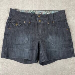 One 5 One Denim Shorts Womens 4 Blue Dark Wash Low Rise Cargo Pockets Y2K Boho